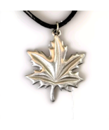 Frederick Pewter Vintage Maple Leaf Pendant Necklace Unisex Silver 1.5” ... - $19.79