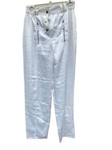 The icing Womens Satin Pants white Gold trim vintage  90&#39;s New tags Medium disco - $29.69