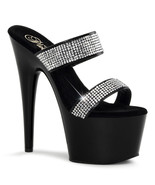 PLEASER ADORE-702-2 Women's Black 7" Heel Platform Slide, Two-Band W/ RS Shoes - £62.72 GBP