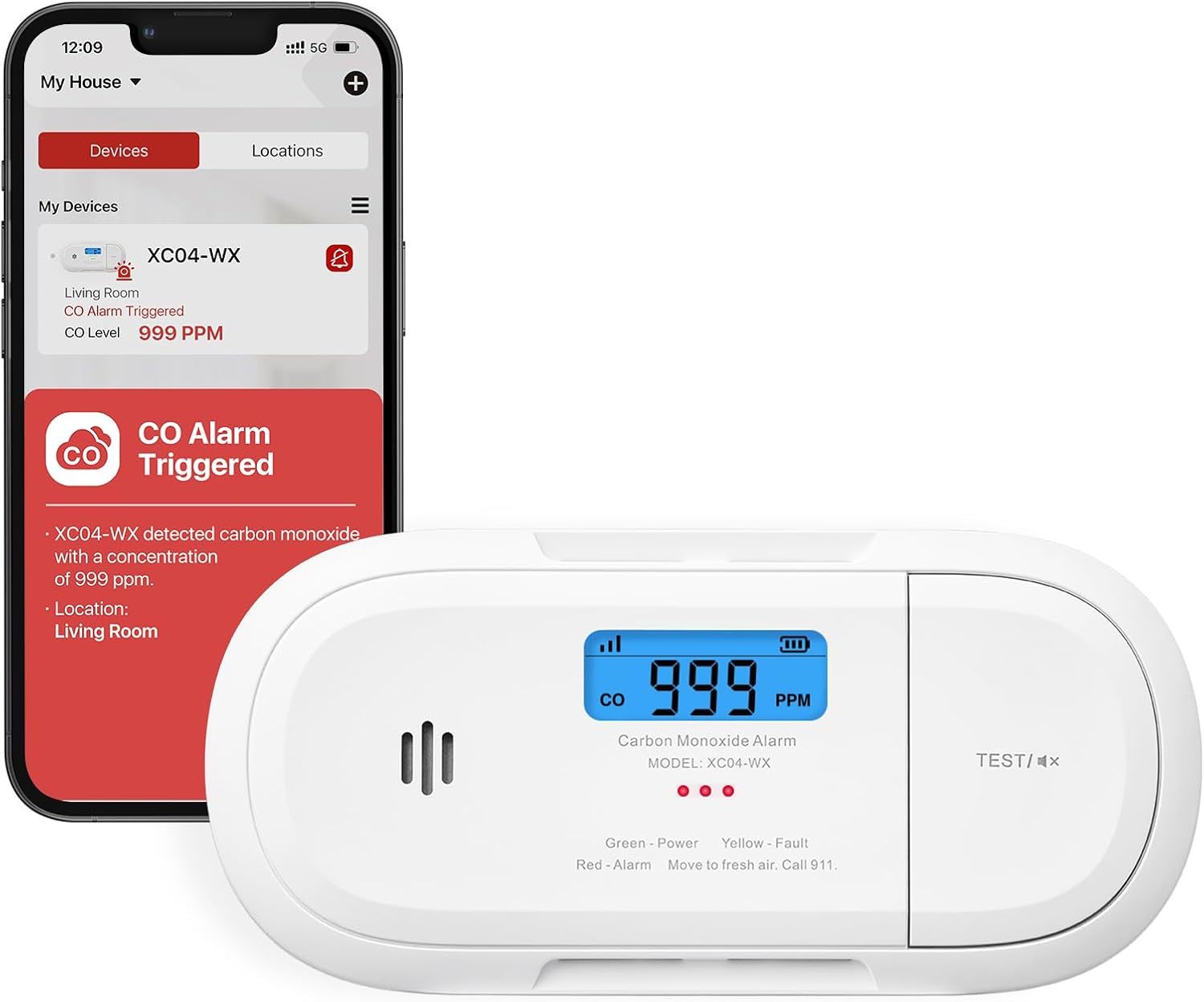 The Xc04-Wx Is A Smart Carbon Monoxide Detector That Is Equipped With Wi... - $51.98