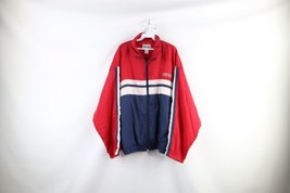 Vintage 90s Perry Ellis Mens XL Distressed Spell Out Windbreaker Jacket Striped - £30.99 GBP