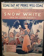 WALT DISNEY: (SNOW WHITE AND THE SEVEN DWARFS) ORIG,1937 MOVIE SHEET MUSIC - $1,865.70 MXN