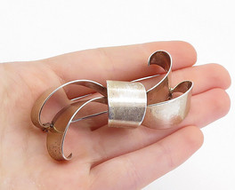 NAPIER 925 Sterling Silver - Vintage Modernist Ribbon Bow Brooch Pin - BP2664 - £57.81 GBP