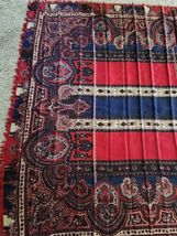 Vintage Carlisle(?) Woolen Woven Big Square 50&quot;X50&quot; Shawl Scarf Red,blue Paisley - £123.04 GBP