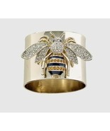 Handcrafted ~ Size 7 ~ Gold Plated ~ Bumble Bee ~ Wide Band Ring - £11.98 GBP