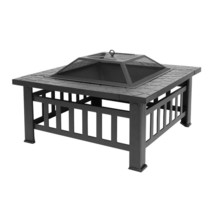 32&quot; Outdoor Metal Fire Pit Backyard Patio Garden Square Stove FirePit Wo... - $109.99
