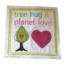 Pottery Barn Teen Tree Hugger Pillow Cover Organic Cotton Love Hug Planet Pink - £19.77 GBP