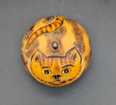 VTG Peruvian Folk Art Gourd Trinket Box Hand Carved Cat Unique Kitsch De... - £11.71 GBP