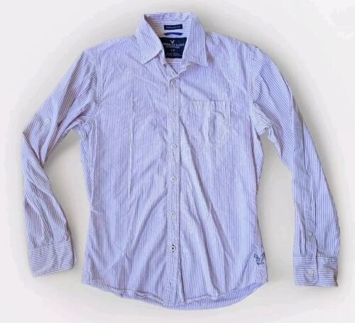 Mens American Eagle Vintage Fit Long Sleeve Striped Button Up Shirt Size... - $12.82