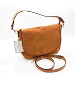 Jen &amp; Co Jess Vegan Stitched Shoulder Bag Faux Suede Ginger 15x11x3.5 in... - $48.17
