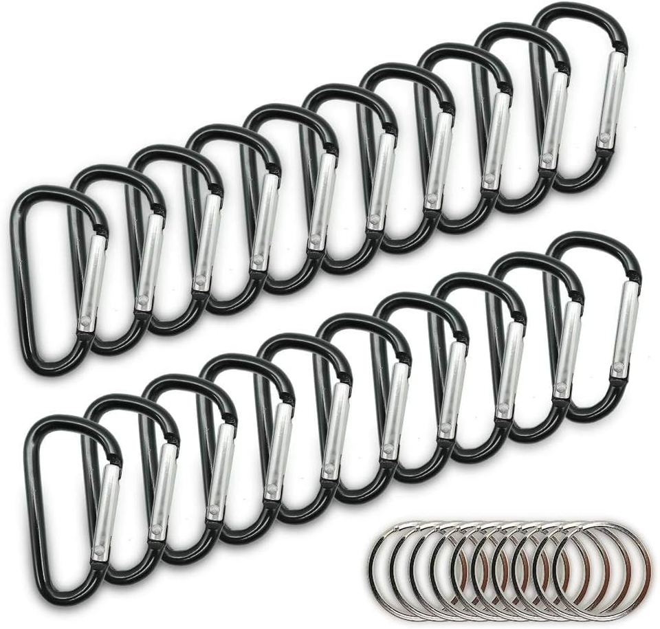 20PCS Mini 1.85&quot;/4.7CM Aluminum Carabiners with 10PCS Nickel Metal Key R... - $8.94