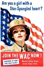 Girl With A Star Spangled Heart - Join WAC - 1943 - World War II - Propaganda Po - £7.96 GBP+