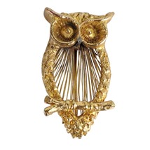 Vintage Capri Gold-tone Owl 1.6&quot; Brooch Pin, Midcentury Modern Retro Cla... - $16.00