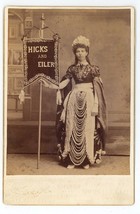 Antique c1890s Very Rare Cabinet Card Banner Lady Holding Sign Monticello, IA - £624.83 GBP