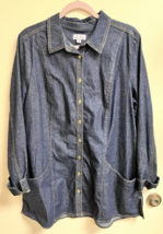 D&amp;Co Women&#39;s Denim Over Coat Jacket or Large Shirt SZ L Pockets - $28.22