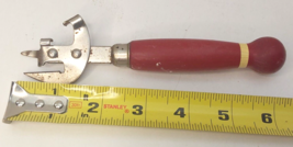 Kitchen Food Can Opener Ekco Red White Stripe Wooden Handle Vintage 6 Inch - £7.98 GBP