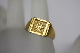 Solid 24K Yellow Gold Prosperity Chinese Character Signet Ring Sz 8 (adjustable) - £793.94 GBP