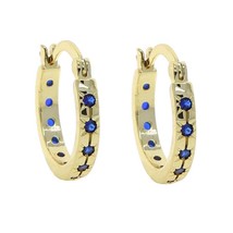 Classic Geometric Girl Women Jewelry Micro Pave Blue White CZ Star Starburst Hoo - £8.47 GBP