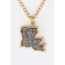 New 16 Inch Stylish Louisiana State Map Druzy Pendant Necklace Jewelry Gift Set - £5.88 GBP