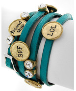 NEW Teal Leather Wrap Style BFF LOL Friendship Charm Bracelet - £9.41 GBP