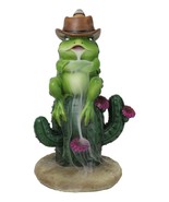 Western Outlaw Cowboy Frog On Cactus Backflow Incense Cone Burner Figurine - $35.39 CAD