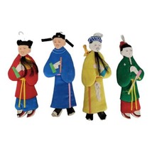 Vintage Silk Immortals of Eternity Chinese Mythology 4 Paper Dolls Ornaments - £19.33 GBP