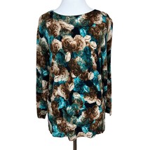 Talbots Sweater Womens Medium Pure Merino Wool Floral 3/4 Sleeve Multico... - £23.52 GBP