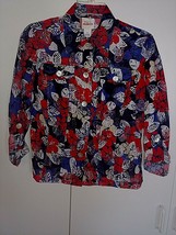 Ruby Road Favorites 3/4-SLEEVE Button Floral TOP-RAYON/NYLON-NWOT-CUT-OUTS-NICE - £6.04 GBP