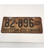 1929 British Columbia License Plate BC Expired 82 896 Tag Original - £121.60 GBP
