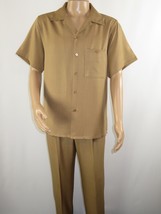 Men 2pc Walking Leisure Suit Short Sleeves By DREAMS 255-23 Solid Safari... - $99.99