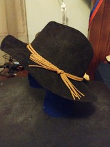 D&amp;Y Wide Brim Felt Hat Black With Leather Braided Hat See Pictures / Mea... - $22.76