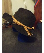 D&amp;Y Wide Brim Felt Hat Black With Leather Braided Hat See Pictures / Mea... - $22.76