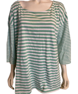 Talbots Plus Green and White Striped 3/4 Sleeve Boat Neck T Shirt Size 3X - €24,28 EUR