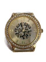 Accutime Women&#39;s Gold Tone Leopard Print Dial Rhinestone Bezel Watch Case - £14.43 GBP