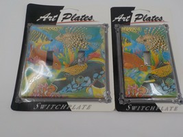 ART PLATES SET OF 2 LIGHT SWITCH W/ 2 OPENINGS &amp; 1 OPENING COVERS TROPIC... - £12.50 GBP