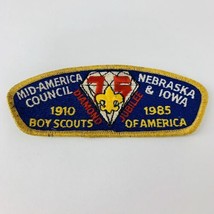 Vtg BSA Boy Scout Patch Mid America Council NE Iowa 1910 Diamond Jubilee... - £5.20 GBP