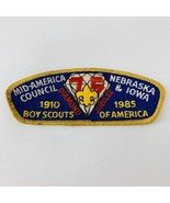Vtg BSA Boy Scout Patch Mid America Council NE Iowa 1910 Diamond Jubilee... - £5.20 GBP
