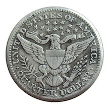 American 25 Cent Barber 1896 Year Silver Plated Replica Commemorative Coin - £6.02 GBP
