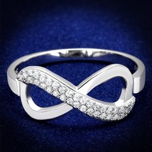 925 Sterling Silver Round Pave AAA Grade Clear CZ Infinity Wedding Ring Size 5-9 - £63.04 GBP