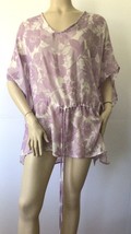 NEW TAHARI Women&#39;s Purple &amp; White Floral Swim Cover Up (One Size Fits Most) - £19.62 GBP