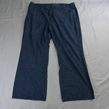 Lane Bryant 24 Blue Chambray 100% Cotton Wide Leg Trouser Womens Pants - £19.91 GBP