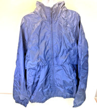 Vtg Eddie Bauer Sac Jac Vented Hooded Packable Windbreaker Large Dark Blue - £11.32 GBP