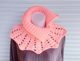 Knitted necklace scarf,warm pink scar, autumn hand knit scarf, knit turt... - £19.69 GBP