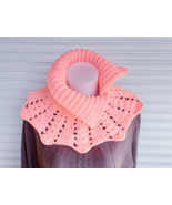 Knitted necklace scarf,warm pink scar, autumn hand knit scarf, knit turt... - £19.95 GBP