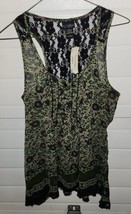 Womens Misses Daytrip LArge Lace Back Beaded Front Sleeveless Tank Floral - £12.78 GBP