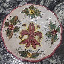 1990s Vintage Firenze Italy Decorative Plate Hand Painted Fleur de Lis - $37.04