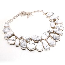 Howlite Gemstone Handmade Fashion Christmas Gift Necklace Jewelry 18&quot; SA 4786 - £17.94 GBP