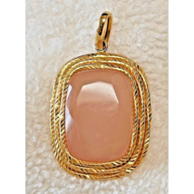 14Kt Yellow Gold Detailed Rope Framed Morganite Pendant 1 7/8&quot; Milor Italy - £278.32 GBP