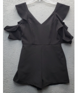 FOREVER 21 Romper Womens Small Black Solid Cold Shoulder Sleeve Back Zip... - $461.73 MXN