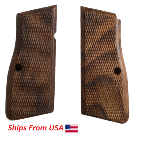 WWI WWII German Browning Hi-Power Checkered Wooden 9MM Pistol Grips - $22.77